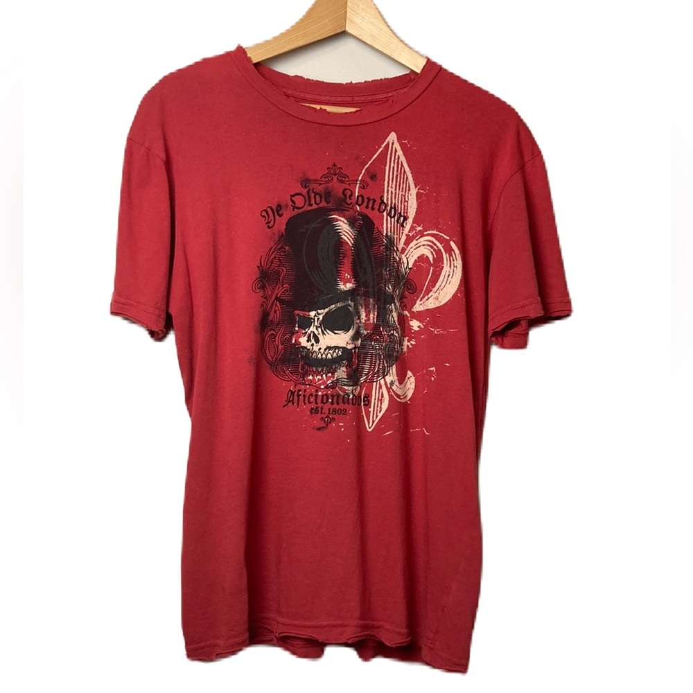 AFFLICTION 💀 men’s “Ye Olde London” , red, T-shirt, size small